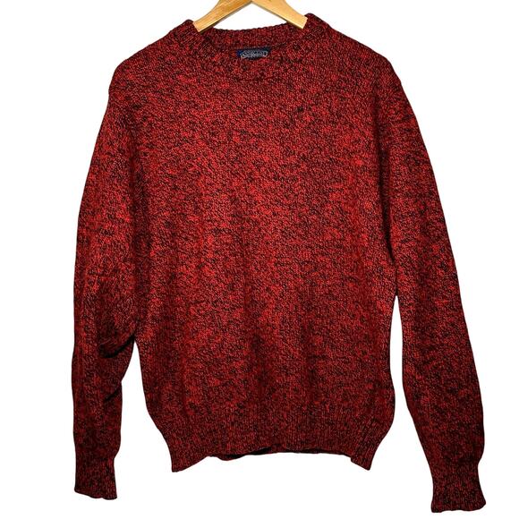 Vintage Lands End Red Fisherman Wool blend knit sweater cozy preppy Mens Large - Picture 1 of 9